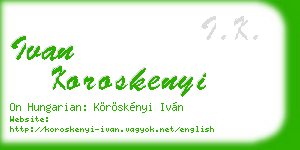 ivan koroskenyi business card