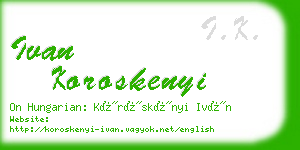 ivan koroskenyi business card